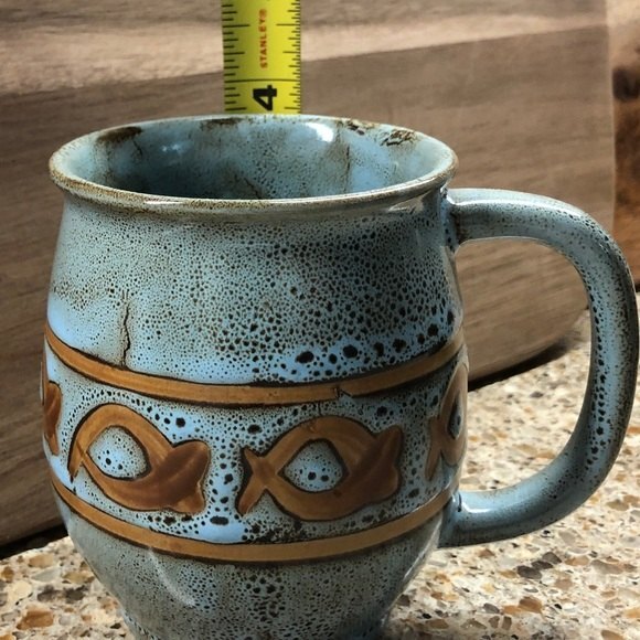 Vintage Japan Speckled Drip Glaze Ceramic Coffee Mug Set of 4 Blue Copper - Picture 8 of 8